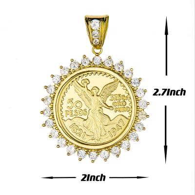 China Religious European And American Style 14k Gold Plated Round 50 Peso Neutral Promotional Gift Pendant for sale