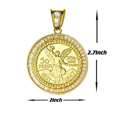 China Religious Top Fashion Direct Mexican 14k 2021 Gold Plated Round Brass Commemorative Coin Gift Pendant Mexico 50 Peso for sale