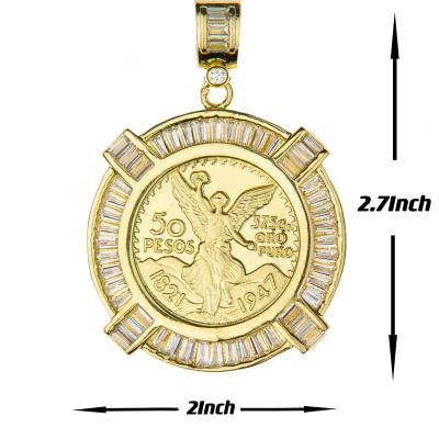 China Religious 2021 New Design Mexican Jewelry Necklace 14k Accessories Brass 50 Peso Souvenir Coin Pendant Mexico 50 peso for sale