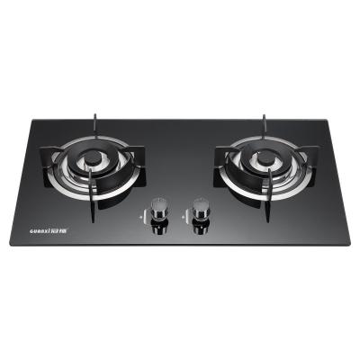 China Hotel Cheap Price Gas Cooktop  Kitchen Appliance Tempered Glass 2 Burner Gas Cooker for sale