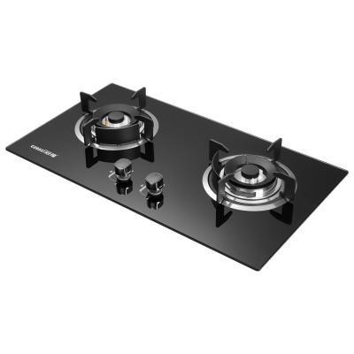 China Hotel Built in hob 2 Burner Gas Stove Tempered Glass Cheap Price for sale