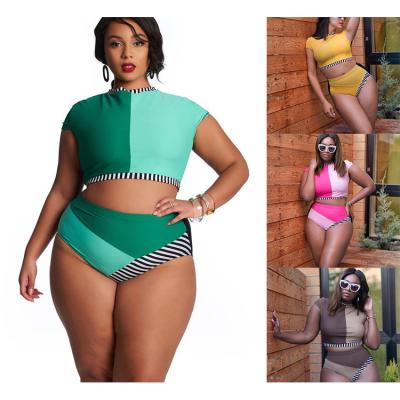 China Summer Anti-UV Plus Size Bikini 2021 Multicolor Patchwork Two Piece Swimsuit Women for sale