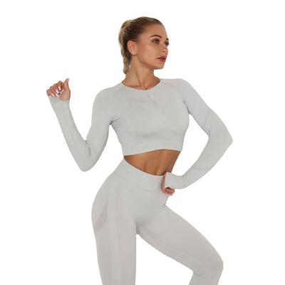 China Breathable High Waist Yoga Set Gym Leggings Sets Womens Seamless Workout Clothes for sale