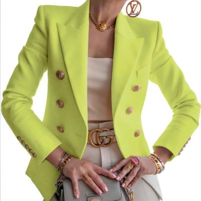 China Women 2021 Casual Elegant Office Blazer Ladies Solid Color Blazer Autumn Fashion Double Breasted Mini Blazer Waterproof Long Sleeve Dress for sale