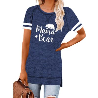 China Breathable Europe And The United States Amazon Dress Sells Mom To Support Round Collar Sleeve Printed Stitching Short T-Shirt for sale