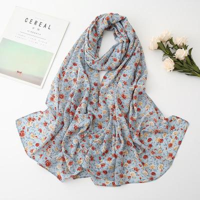 China Gauze Scarf Malaysia New Pearl Chiffon Shawl 70*180 Hot-selling Promotional Women's Hijab Floral Printed Long Style FENNYSUN 70*180 for sale