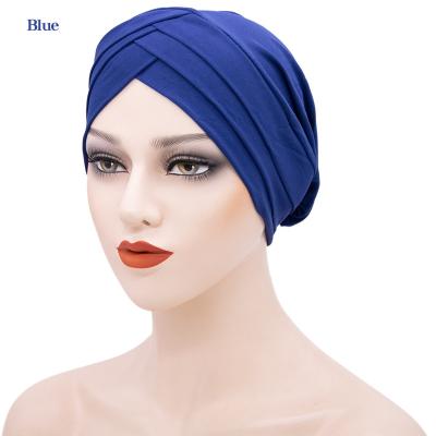 China New Seller FENNYSUN 26*28cm Solid Color Three-Brim Arabia Fabric Promotional Turban Hat For Muslims Under Hijab Scarf for sale