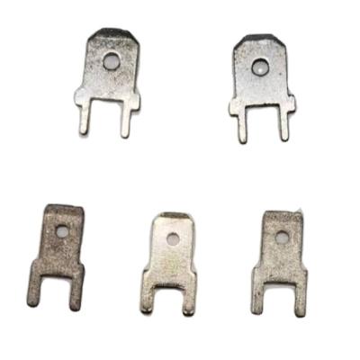 China Brass Customized All Kinds Of Brass Tin And Material Nickel Plated Terminal PCB Blade Connector Terminal Stamping Parts for sale