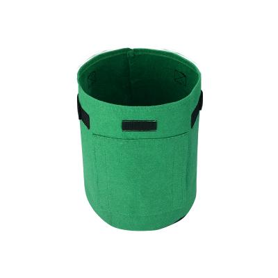 China Wholesale Durable Amazon Mushroom Spawning Garden Cloth Pots Tan Green Color Nonwoven Jute Felt Grow Bags For Vegetable With Handle for sale