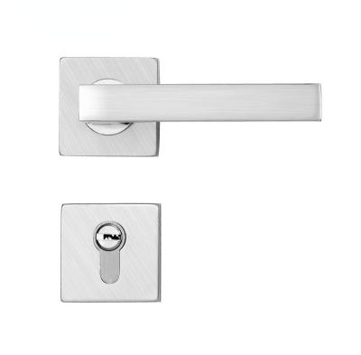 China Modern European Style 201 Stainless Steel Security Funiture Modern Door Lever Handles On Rose For Bedroom for sale