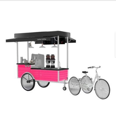 China Winery Pedal Operated Gasoline Street Bikecycle Hot Dog Cart Display Rack Mobile Food Cart with Wheels for sale