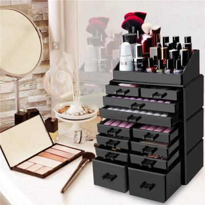 China Modern Professional Acrylic Beauty Box Jewelry Skin Care Storage Drawer Cosmetic Makeup Organizer With Handle for sale