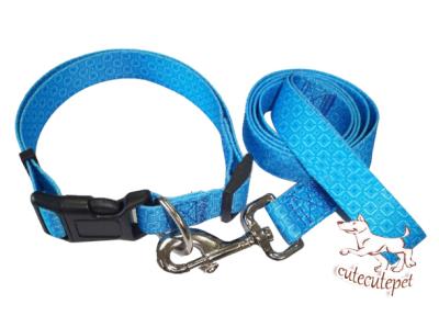 China dog leashes with collar set nylon material blue color for sale