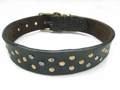 China Black big dog collar with PU leather 30 pcs/lot good quality and cheap price for sale