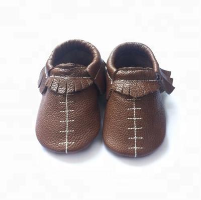 China High Quality Baby Design Baseball Kids Shoes Leather Shoes Light Brown Color Sole Soft Baby Moccasin for sale