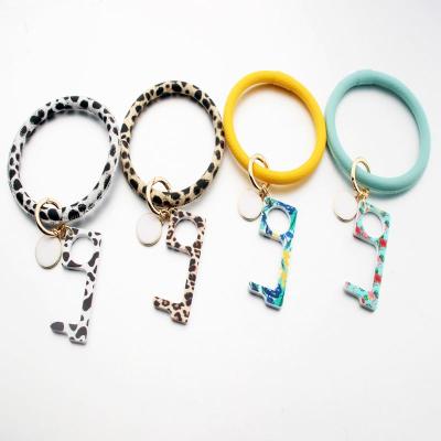 China 2022 New Fashion Print Door Opener Key Chain Safety Wristband Key Chain Bracelet Custom Made Environmental Friendly Wholesale Door Opener For Women for sale