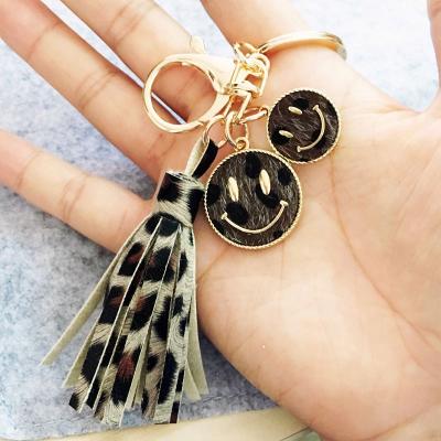 China 2022 New Customized Cheetah Tassel Key Chain Alloy Disc Leopard Print Tassel Key Chain Environmentally Friendly Wholesale Customized Accessories for sale