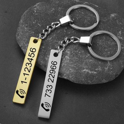 China 2022 Environmental Friendly New Custom Engraved Key Chain Car Logo Name Stainless Steel Personalized Gift Customized Key Chain Key Chain Ring Anti-lost for sale