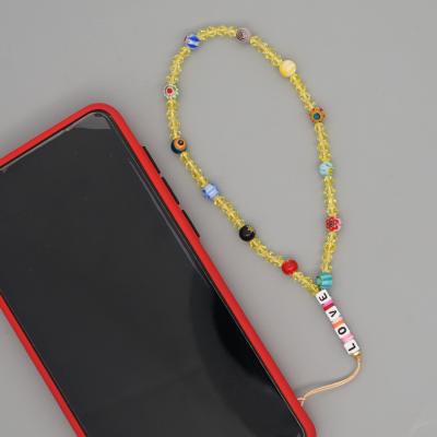 China PP Bag 2022 NEW Colorful Clay Beaded Glass Beads Phone Case Strap 28cm for sale