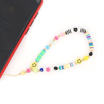 China PP Bag Handmade Chain Lanyard For Mobile Phone , Fashion Crystal Beaded Cell Phone Chain Colorful 2022 New Package New Arrival for sale