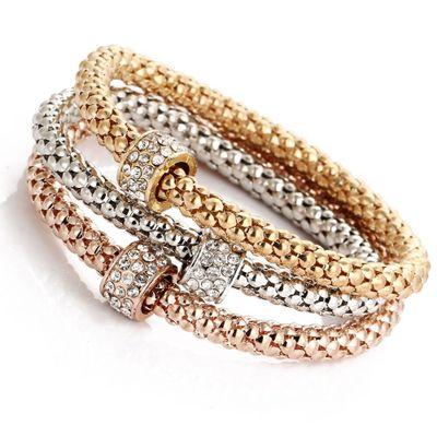 China 2020 Hot Selling 3 PC ALLOY Crystal Butterfly Popcorn Fashion Charm Bracelet Set for sale