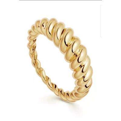 China 2022 New Fashion TRENDY High End 18K Gold Plated Twisted Crescent Dome Stainless Steel Finger Rings For Women for sale