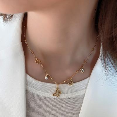 China 2022 New Butterfly Necklace 925 Sterling Silver 18K Gold Plated Necklace Women's Butterfly Necklace Tasty FASHIONABLE for sale