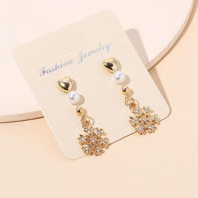 China 2022 New FASHION Zircon Christmas Cute Stud Earrings Set Christmas Jewelry CIA Pearl Earrings Wholesale for sale