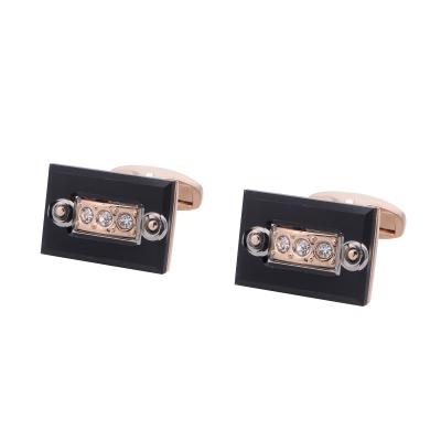 China Brass Novel Patterning Two Color Cufflinks Simple Rectangular Mens Business French Sleeve Studs for sale