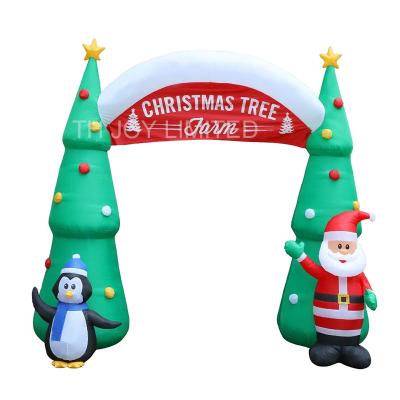 China Fun Free Shipping! 4x4m Yard Christmas Decoration Santa Clause Arch Outdoor Penguin Inflatable Arch Christmas Tree for sale