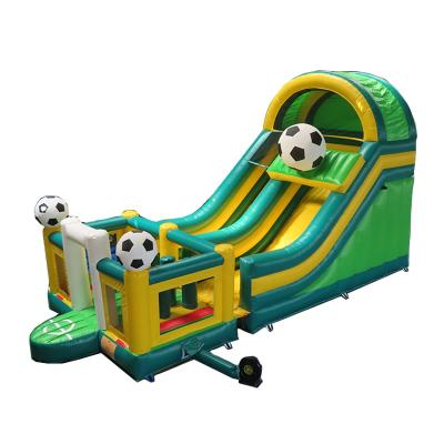 China Fun Free Shipping! Inflatable Slide 9x4x5mh Obstacle Course Bouncer Football Kids Inflatable Slide Combo Inflatable Obstacle Game for sale