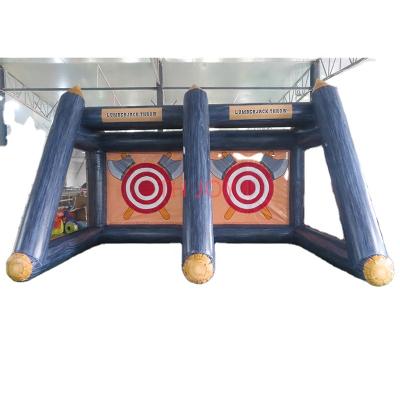 China Out door amusement free air boat, 2022 newest 5x3x3m double lane challenge carnival game, PVC inflatable ax throwing game for sale for sale