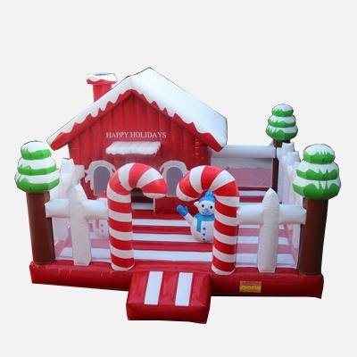 China Fun Free Shipping! 4.5x4x3mh Inflatable Christmas Bouncer House Christmas Party Decoration Santa Grotto Tent House For Sale for sale