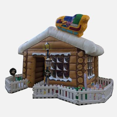 China Fun Free Shipping! 2021 Christmas Decoration Event Giant 3X3x3mh Santa Grotto House Lawn Tents Inflatable For Party Rental for sale