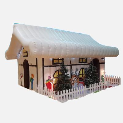 China Fun Free Shipping! New 2021 Christmas Decoration Fun Event Santa Grotto Inflatable LED Light Party Outdoor House for sale