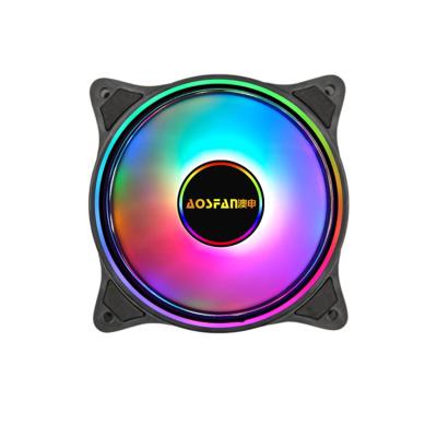 China Computer Case aoshen 120mm Computer RGB Cooler Cooling Fan 12v 6pin Dual Led Ring Quiet Fan Multicolor Remote Control Modes for sale