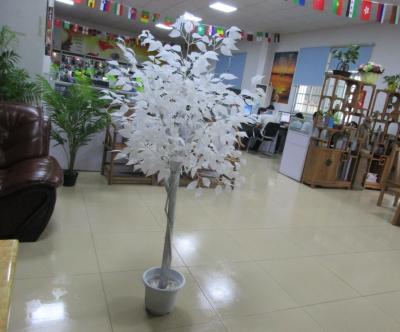 China Mini Artistic Artificial Banyan Tree Bonsai With White Leaves for sale