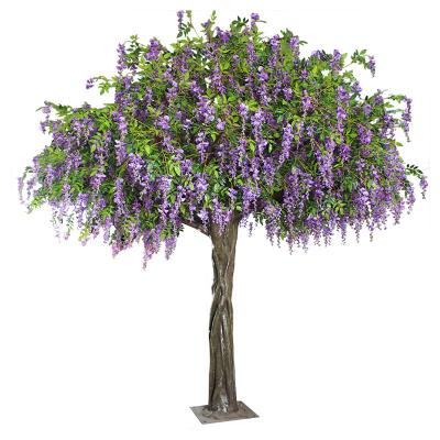 China Artistic Free Maintenance Wisteria Artificial Flower Wedding Decoration Hanging Flower Tree for sale