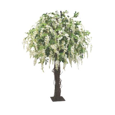 China Artistic Wholesale Best Design Artificial Silk Wisteria Indoor Decorative Wedding Wishing Tree for sale