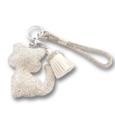 China Leather new product 2023 creative diamond set cute KT kitten more able to chain bag key for sale