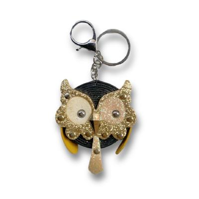 China New Launch Leather Creative Shiny Owl Key Bag Chain Hanging Ornament for sale