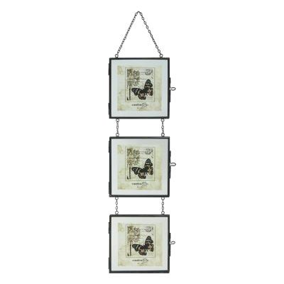 China Wholesale Home Decoration Picture Frame Hanging Chain Picture Frame Multiframe Glass Three for sale