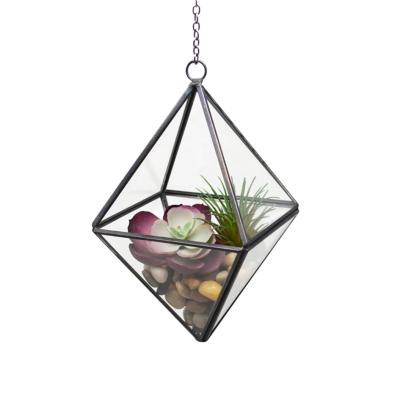 China Wholesale Garden Miniature Glass Wall Glass Wall Plant Europe Plant Geometry Hanging Container for sale