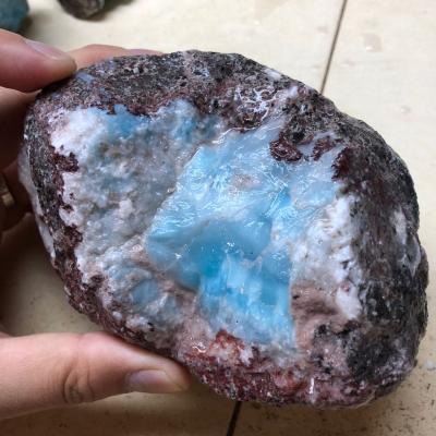 China Cutting Larimar Slab Good Quality Natural Rough Blue In Bulk Genuine Dominica Republic Quantity For Wholesale for sale