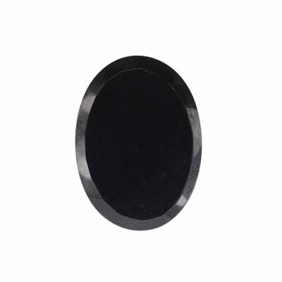 China Jewelry Making Black Agate Onyx Two Side Polished Flat Faceted Oval Cabochon Disc for sale