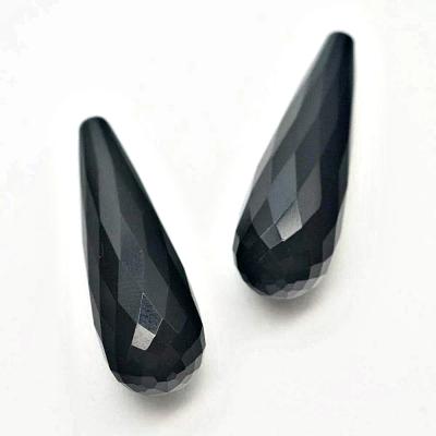 China Jewelry Making Loose Stone Wholesale Supplier DIY Natural Gemstone 7x23mm Pear Teardrop Black Agate Briolette for sale