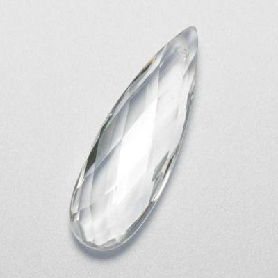 China Jewelry Making Natural Clean Drilled Gemstone 10x30mm Flat Teardrop Faceted Rock Crystal Briolette for sale