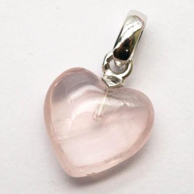 China High Quality Cute Fashion 925 Sterling Silver Natural Gemstone Rose Quartz Heart Pendant for sale