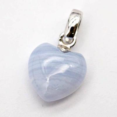 China FASHIONABLE Silver Natural Blue Agate Heart Lace Gemstone Pendant Necklace Wholesaler for sale