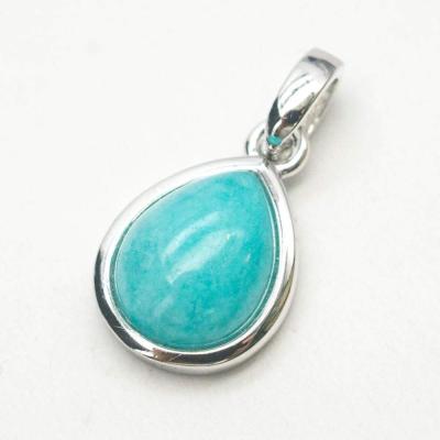 China Cute Hot Selling Silver Gemstone Amazonite Drop 8x10mm Pendant Necklace for sale